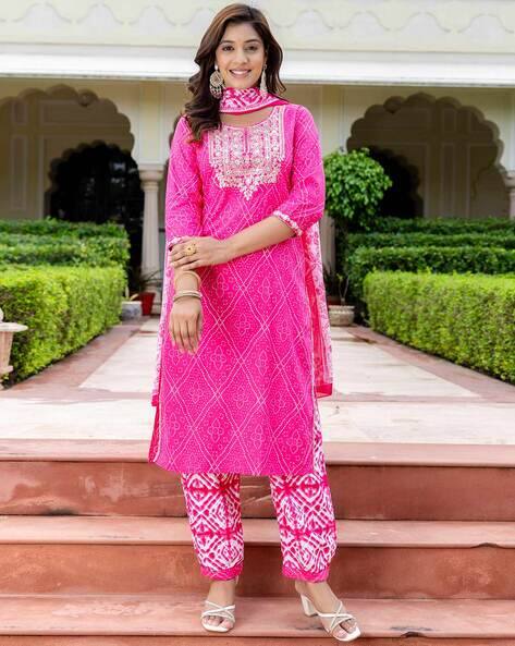 Women Embroidered Straight Kurta Set