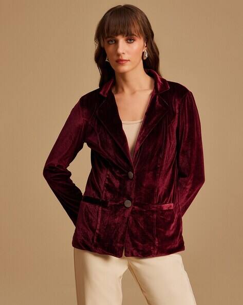 Kazo Full-Sleeves Blazer with Shawl Lapel