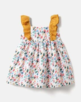 nauti nati Girls Floral A-Line Dress with Square Neck-picture-12