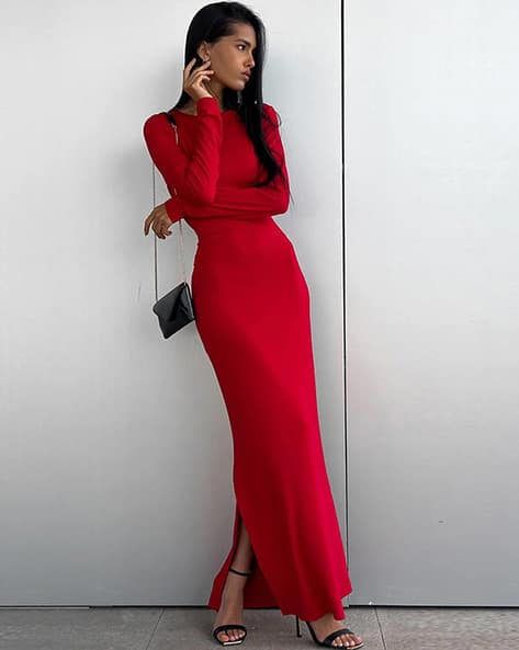 long sleeve embellished dress maxi Brown Long Sleeve Open Back Embellished Maxi Dress
