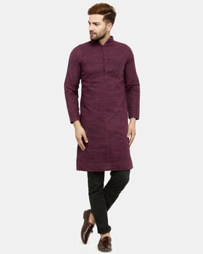 enchanted drapes Men Regular Fit Long Kurta with Mandarin Collar-picture-17
