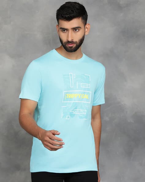 Buy Aqua Blue Tshirts for Men by Greenfibre Online