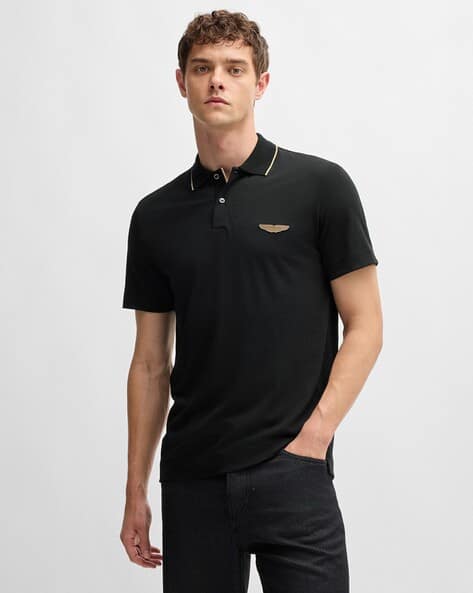 Buy BOSS Boss X Aston Martin Merino Wool Polo T-Shirt Black