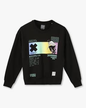 Boys FW24 YB BMX Graphic Print Oversized Sweatshirt-image-2