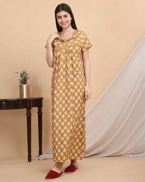 sweet dreams Women Floral Print Round-Neck Nightgown-picture-14