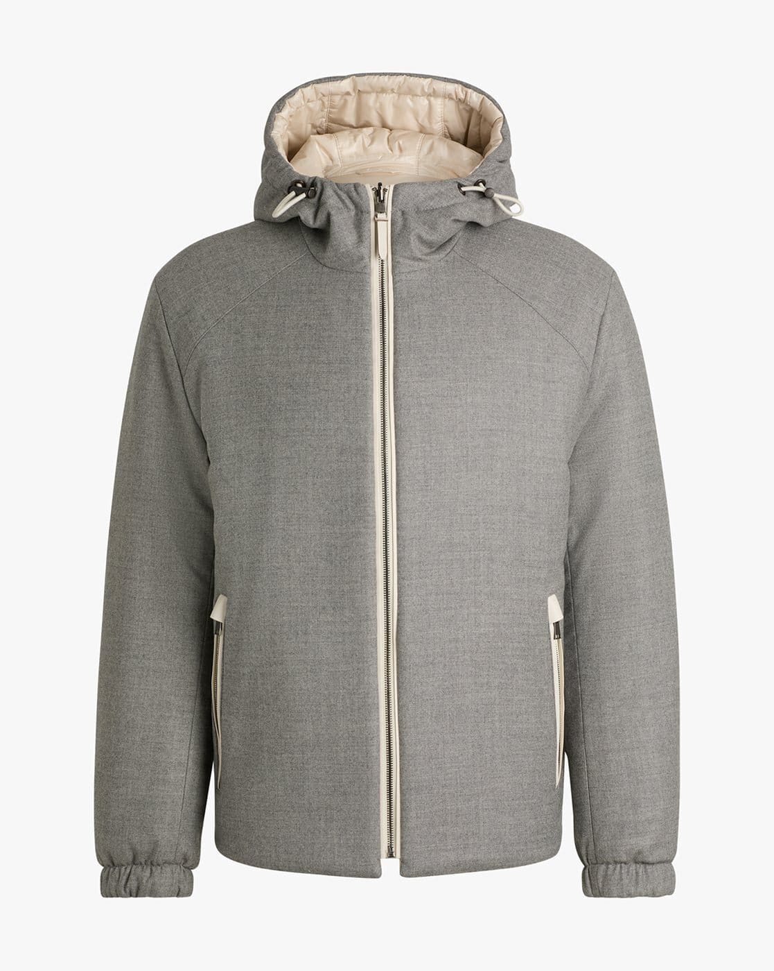 Buy BOSS Zip-Up Wool Blend Jacket | White Color Men | AJIO LUXE