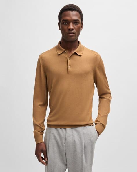 Brown Polo Sweater Oversized Polo Sweatshirt Dark Brown Ladies H&M IN