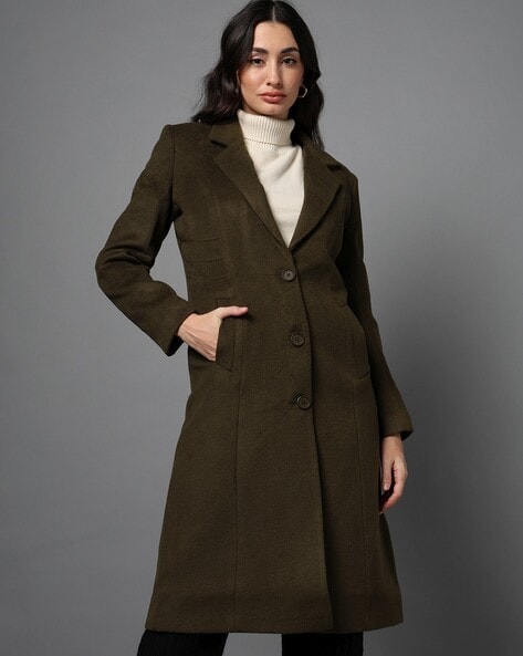 Billie the Label Atwood Double Breasted store Olive Green Trench Coat Size Small