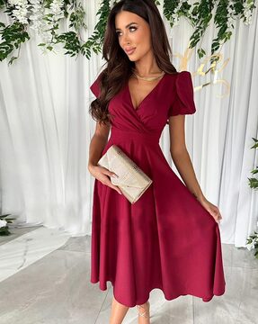 Buy Burgundy Dresses for Women by Lulu Sky Online Ajio