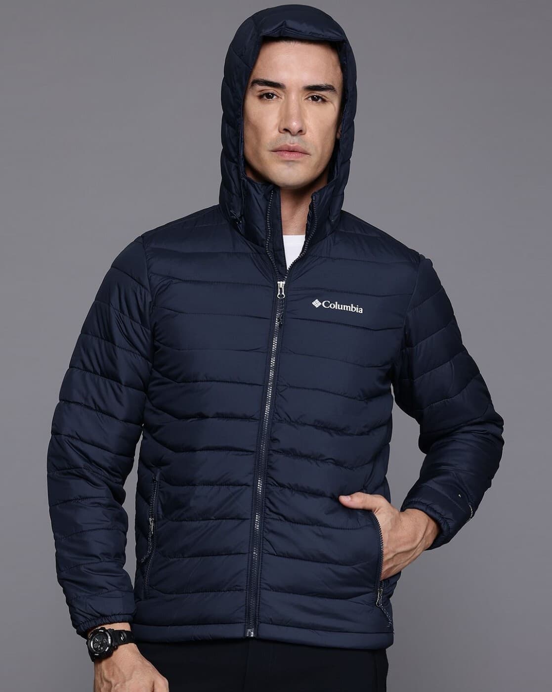 ジャケット・アウター Columbia hooded puffer jacket navy blue Buy Navy Blue Jackets & Coats for Men by Columbia Online | Ajio.com