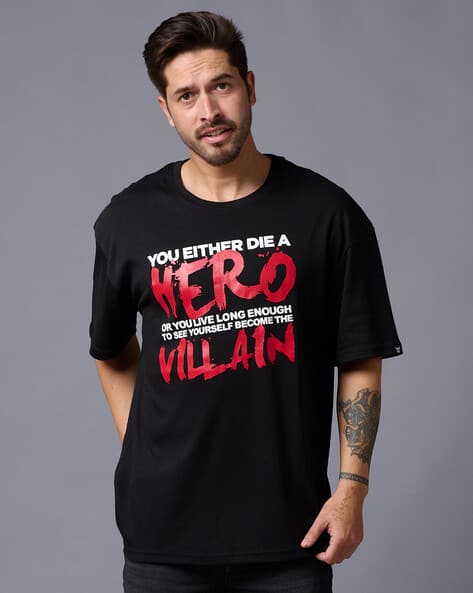 Typographic Print T-Shirt with Hoodie