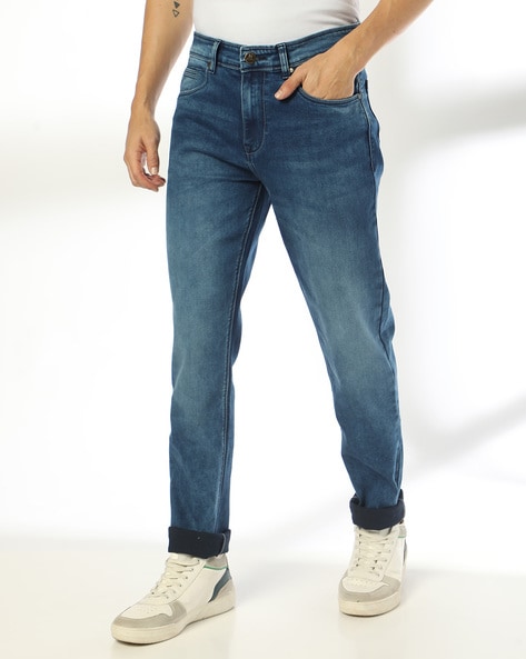 Men Mid-Wash Slim Straight Fit Jeans
