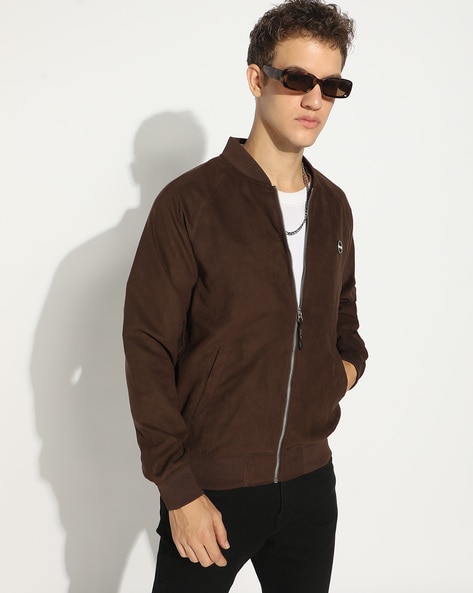 Men Retro Look Regular Fit Zip-Front Bomber Jacket