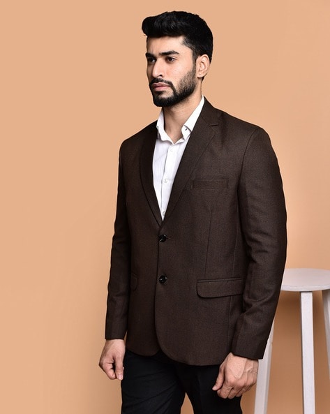 Men Regular Fit Blazer with Full Sleeves