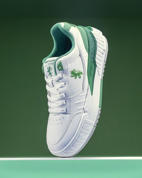 Green and white sneakers best sale