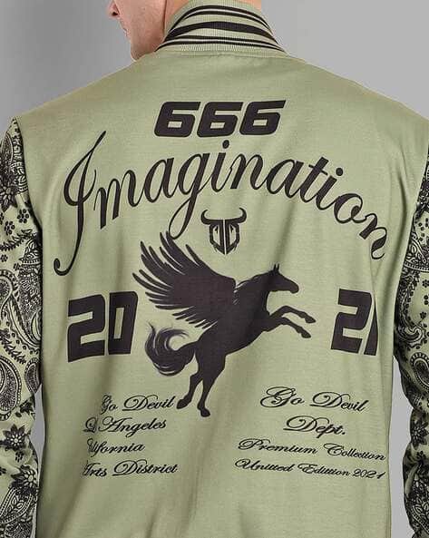 Imagination Printed Varsity Jacket Mens Green Buy Green Jackets