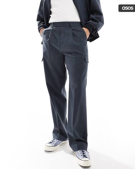 ASOS DESIGN Men Wide-Leg Cargo Pants with Insert Pockets