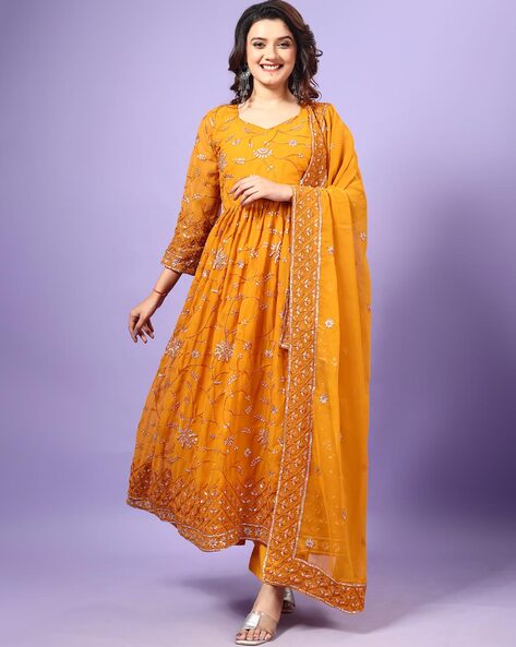 Embroidery Anarkali Kurta Set Price in India