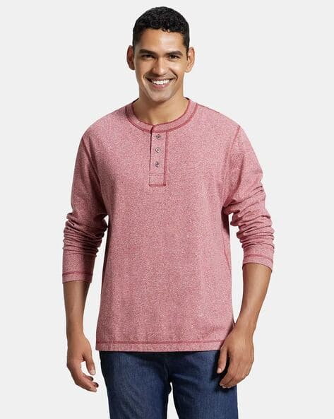 Regular Fit US87 Super Combed Cotton Rich Full Sleeve Henley T-Shirt