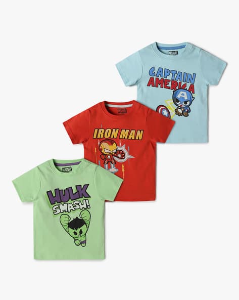 Boys Pack of Marvel Print T-Shirts