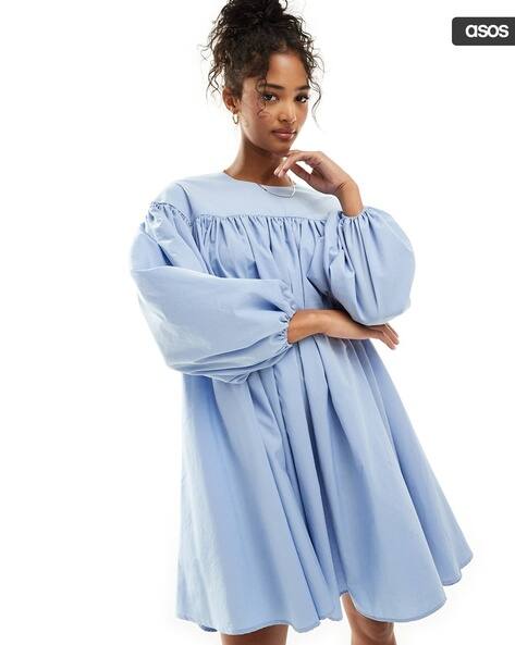blue dress for baby girl ASOS DESIGN Baby Doll Ruched Bust Maxi Dress In Turquoise main image 0