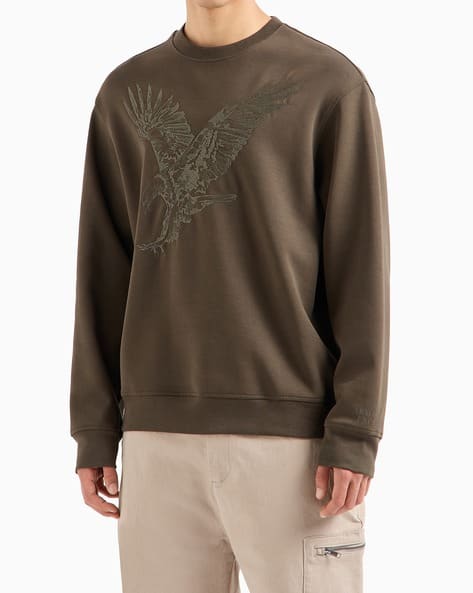 【EMPORIO ARMANI】 ★ Men's Big Eagle Logo Hoodie ★ Brown Emporio Armani logo-embroidered Hoodie | Brown | FARFETCH IN