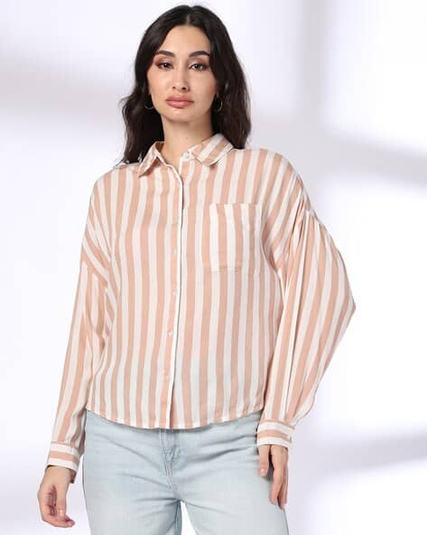 売れ筋商品|||イチ シャツ レディース トップス IXSANJA MS - Button-down blouse - almond milk stripe イチ レディース シャツ トップス IXSANJA MS - Button-down