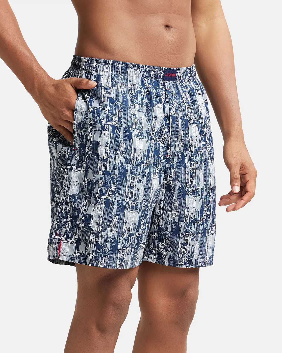 US23 Super Combed Mercerized Cotton Woven Boxer Shorts with Side Pocket