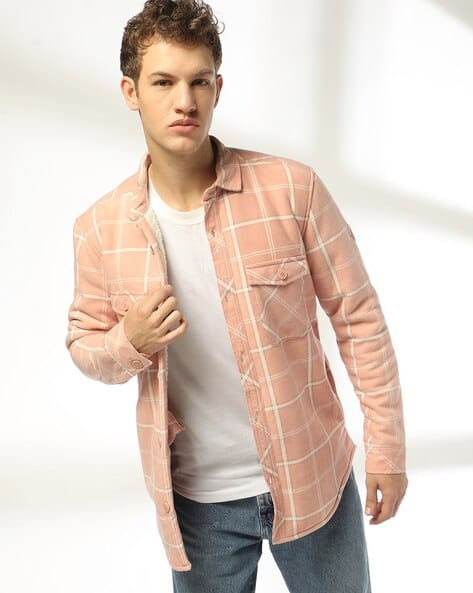 Men Checked Slim Fit Jacket