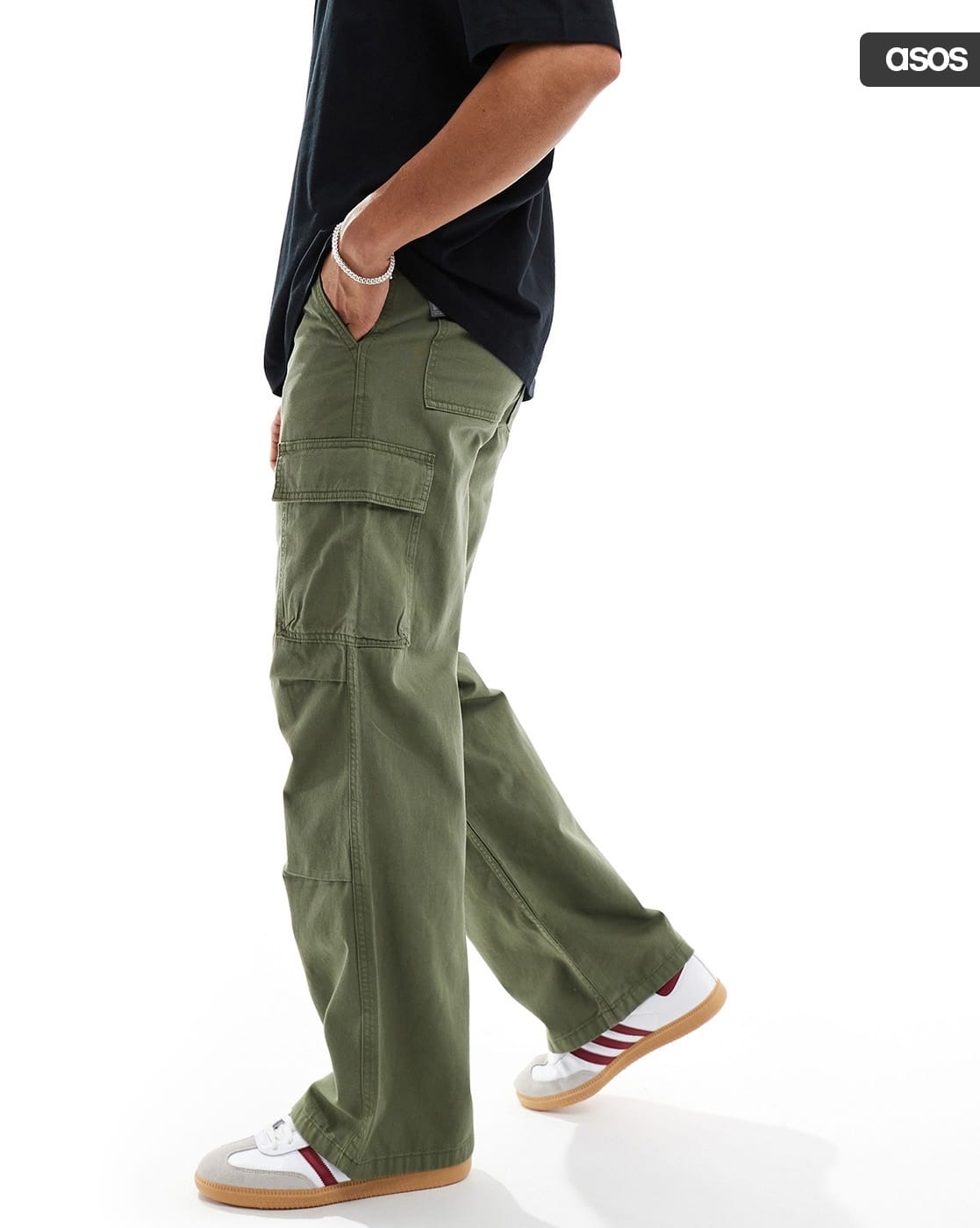 Buy Khaki Green Trousers \u0026 Pants for Men by ASOS DESIGN Online | Ajio.com