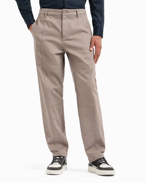 Men Regular Fit Flat-Front Trousers