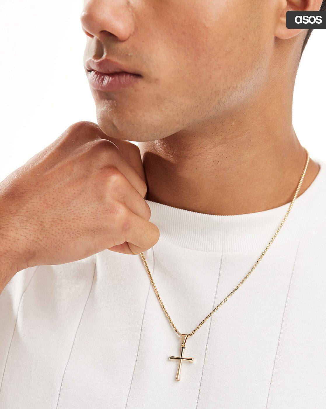 Men Link Chain with Cross Pendant