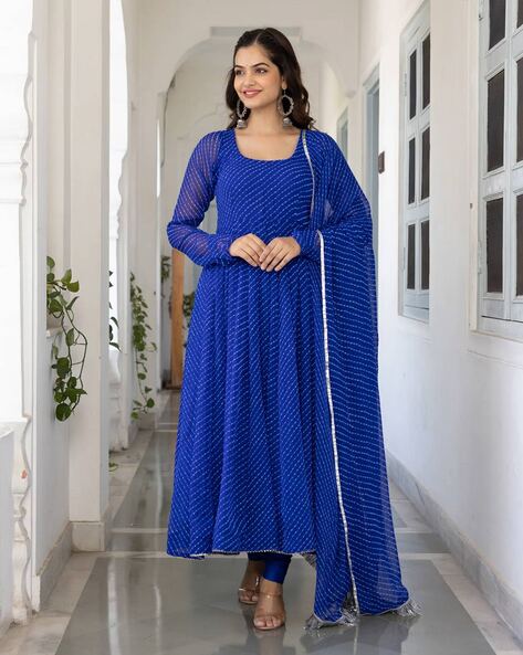 Stripes Anarkali Kurta Set Price in India