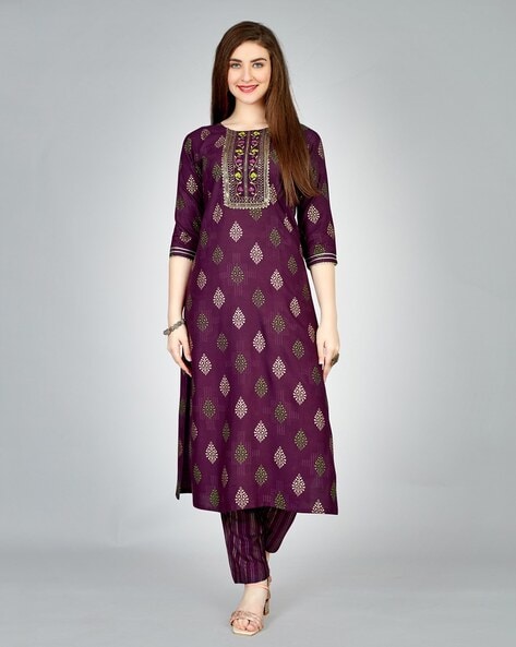 Embroidery Straight Kurta Set Price in India