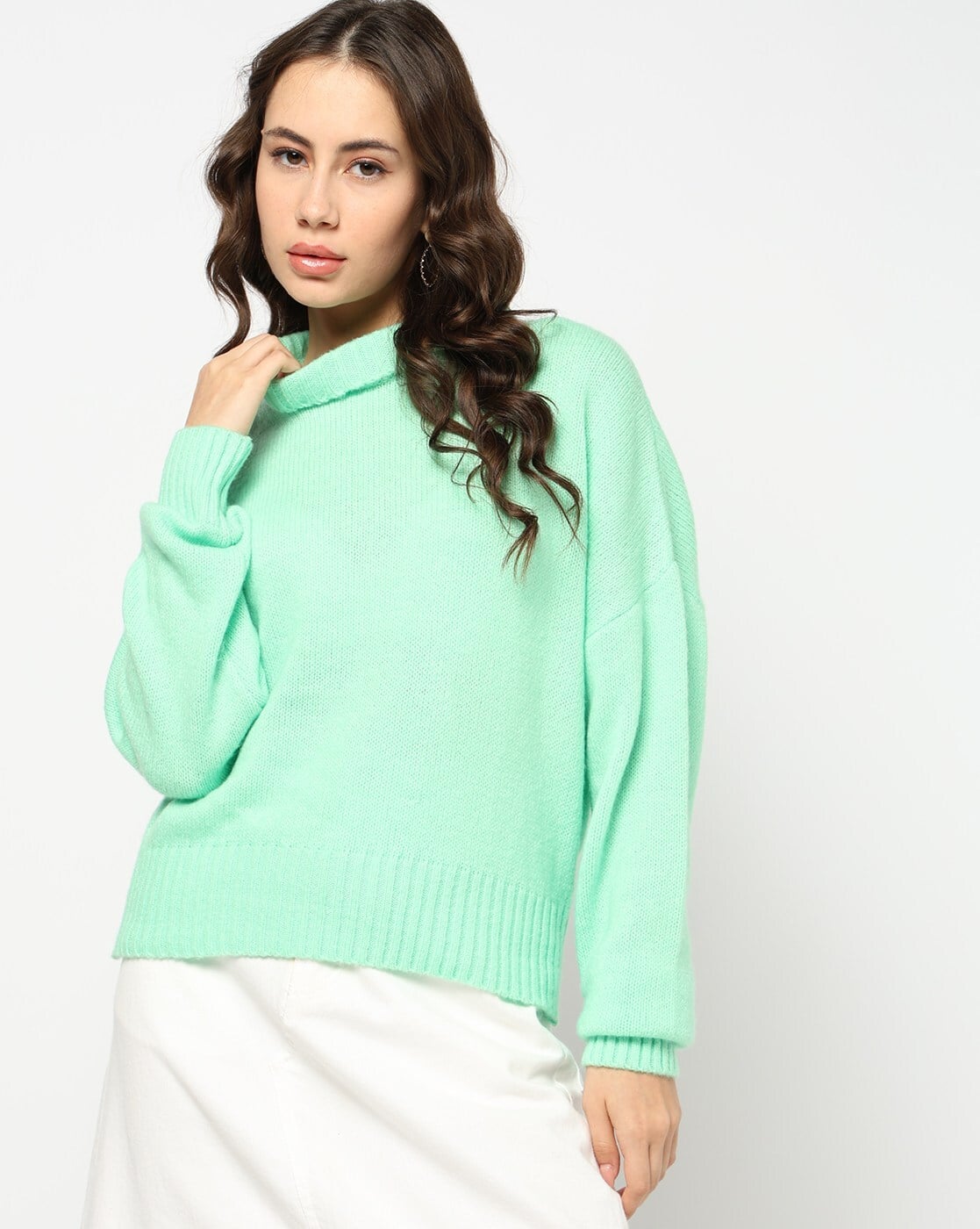 mint green turtleneck sweater