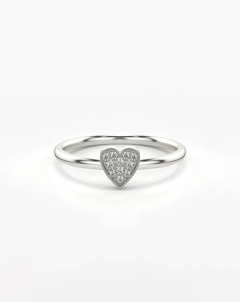 VALANOVA Women Sterling Silver Lab Grown Diamond-Studded Ring