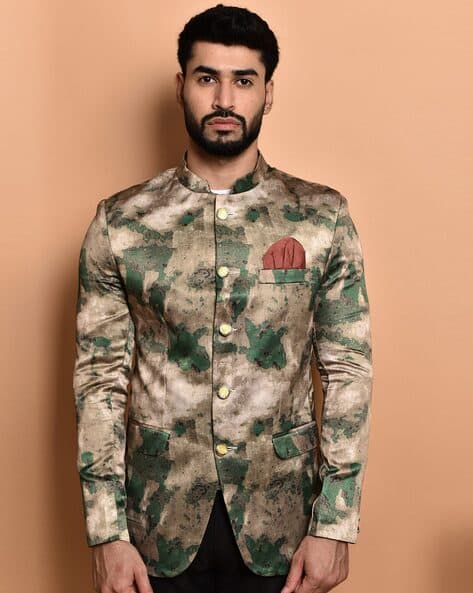 Men Floral Print Regular Fit Blazer with Full Sleeves