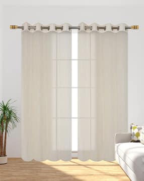 Set of 2 Stripe Sheer Window Curtains