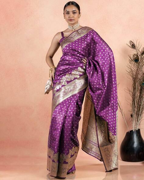 SUBHAM Women Silk Blend Zari Woven Kalamkari Saree