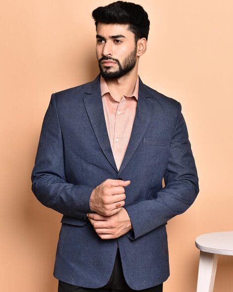 Men Regular Fit Blazer with Full Sleeves