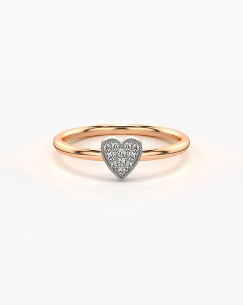 VALANOVA Women Sterling Silver Rose Gold-Plated Lab Grown Diamond-Studded Ring