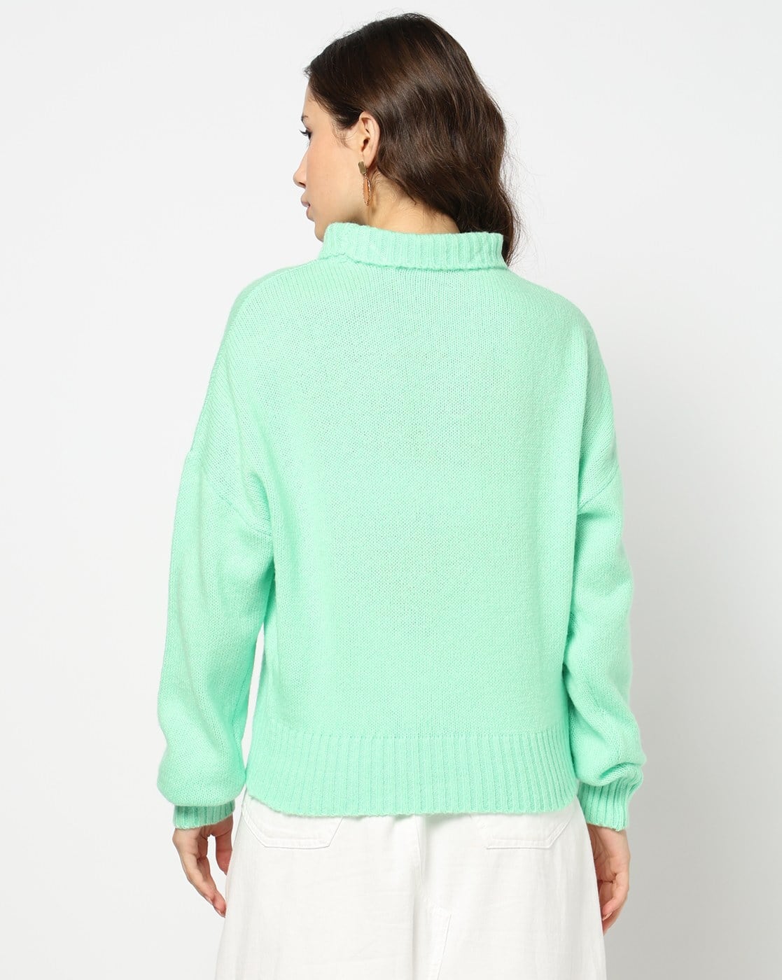 mint green turtleneck sweater