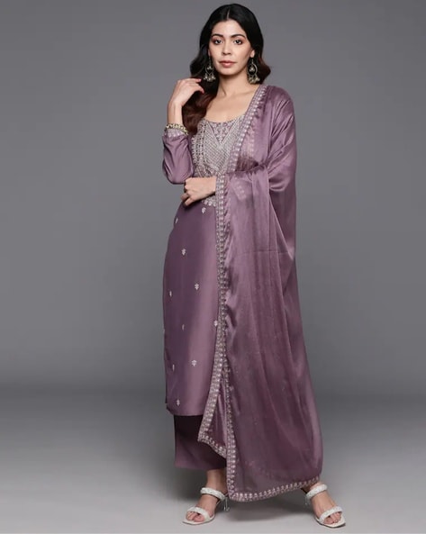 Women embroidery straight kurta set Price in India