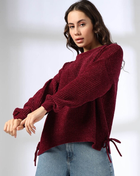 Wine Sweaters & Cardigans for Women by DNMX Online | Ajio.com