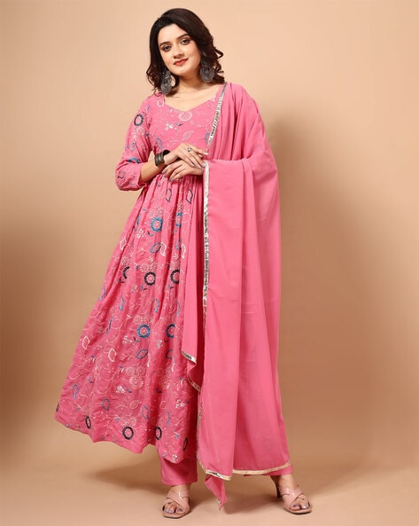 Women Embroidery Anarkali Kurta Set Price in India