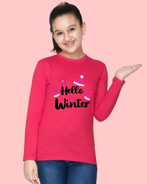 Buy Hot Pink Tshirts for Girls by Nusyl Online