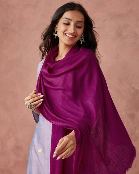 Women Woven Stole with Contrast Border