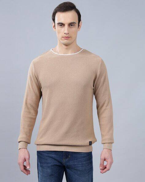 Cantabil Men Tailored Fit Pullover with Ribbed Hems