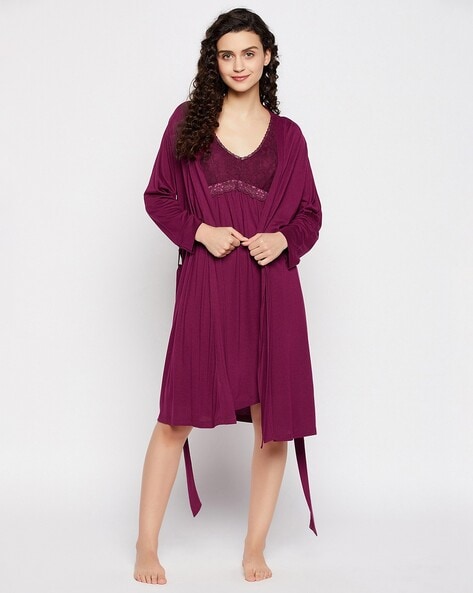 Clovia Women Robe with Tie-Up