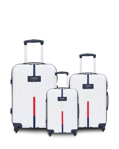 TOMMY HILFIGER Unisex Wyoming White Hard Polycarbonate Trolley Bag - Set Of 3 Cabin Mid & Cargo